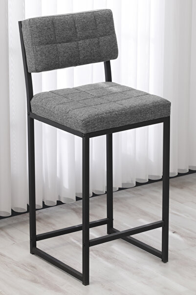Lumodi Mobilya Retro Bar Sandalyesi Ada Mutfak Sandalyesi Bar Taburesi Mutfak Sandalyesi 65 cm - Gri