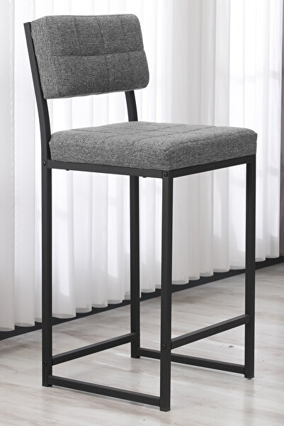 Lumodi Mobilya Retro Bar Sandalyesi Ada Mutfak Sandalyesi Bar Taburesi Mutfak Sandalyesi 65 cm - Gri