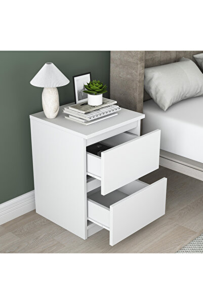 Rani Mobilya Rani BD109 Komodin Yatak Odası 2 Çekmeceli Komodin Beyaz