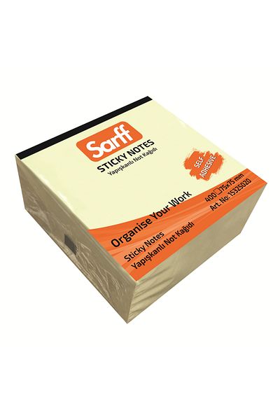 SARFF 75X75Mm Yellow Cube Adhesive Note Paper - 400Yp