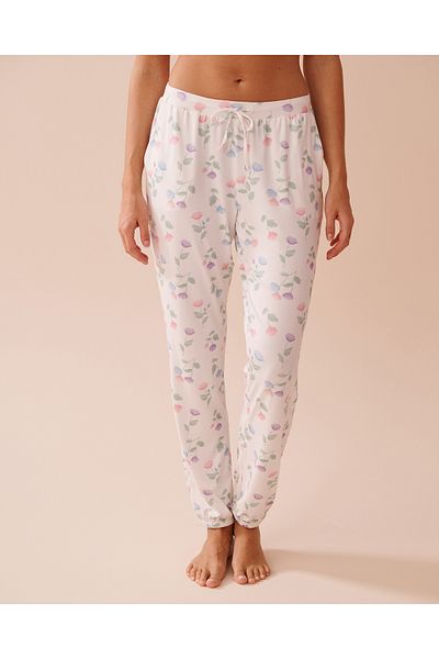 La Vie en Rose Tulip Print Super Soft Jogger Pajama Pants