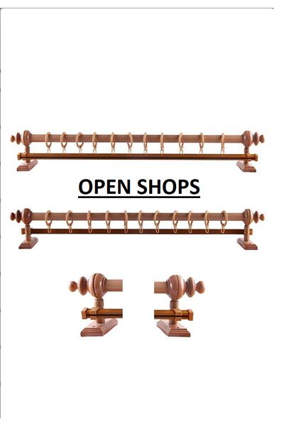 OPEN SHOPS Дървена рустик закачалка за пердета с единична релса 275 см