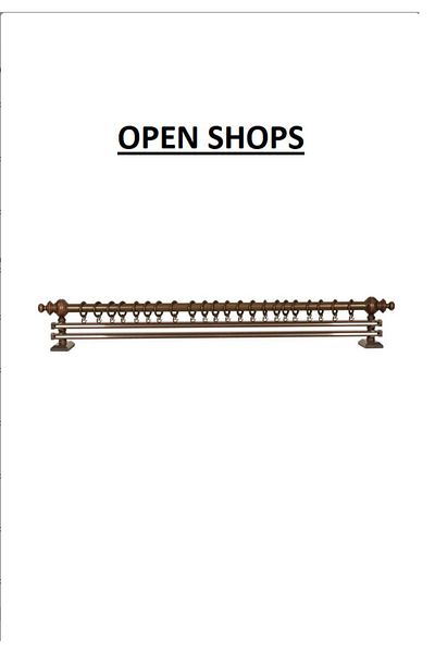 OPEN SHOPS Дървена рустик закачалка за пердета с двойна релса 300 см