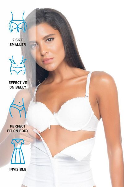 Emay Women's White Agraffiti Double Layer Waist Corset 2026B