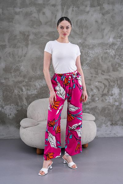 WestBound Women's Loose Wide Leg Digital Print Patterned Fabric Trousers
