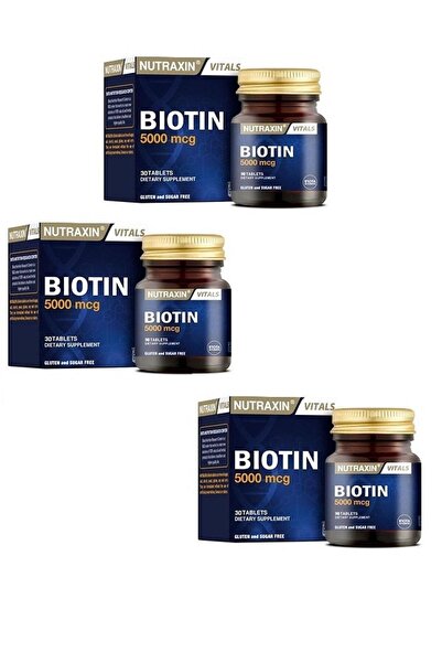 Nutraxin بيوتين 5000 ميكروجرام 30 قرص 3 قطع
