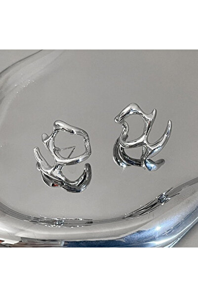 Choice AYHJ5-110 أقراط سائلة غير منتظمة Y2K للنساء باللون الفضي أقراط هندسية ...