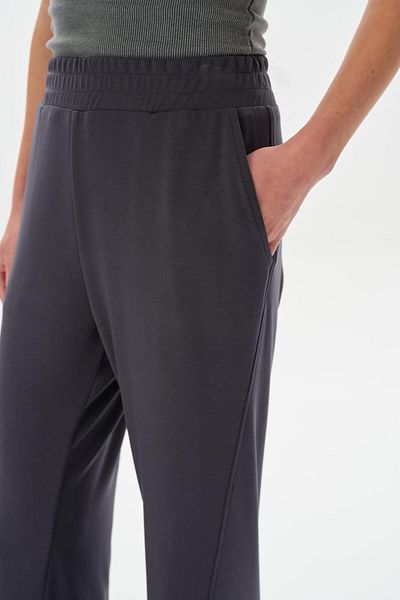 KADRİYE BAŞTÜRK Ribbed Flare Trousers - Modal Knitted Smoked