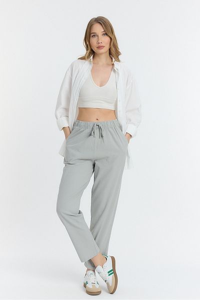 COMBİNE MİCHAİL Pantaloni gri largi din amestec de in