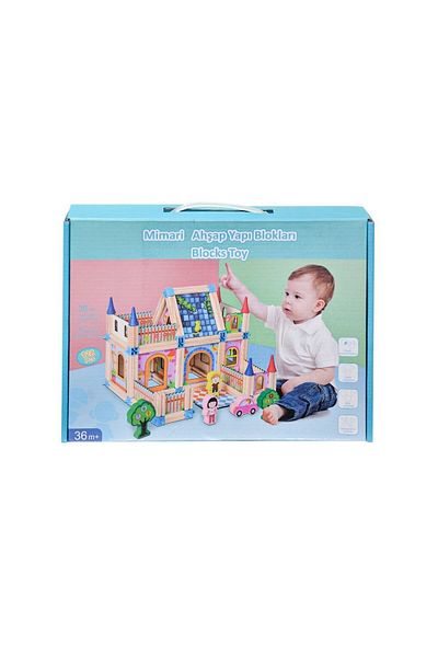 Easy Tedarik KZL-2102102 Wooden Architectural Building Blocks 128 Pieces