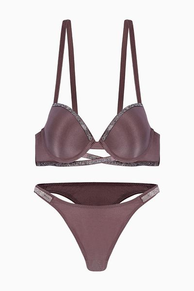 Wonna Σετ εσωρούχων Noa 2572 Brown Stone Stripe Λεπτομερές Micro υφασμάτινο σετ εσωρούχων