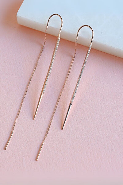 Diriliş Takı Sallantılı Gümüş Kadın Küpe Rose