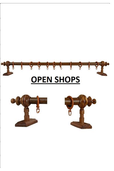 OPEN SHOPS Дървена рустик закачалка за пердета без релса 250 см