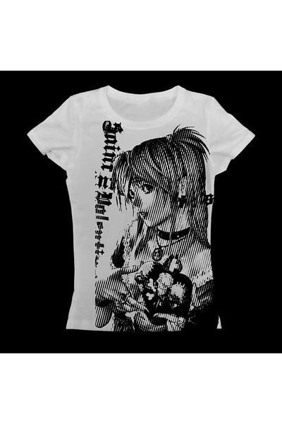 Karakedi Λευκό Vintage Anime Misa Amane Saint Gothic Y2K κοντομάνικο Crop