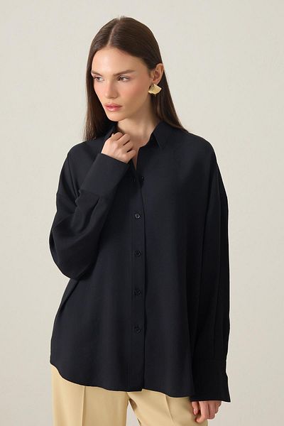 Setre Black Relaxed Fit Long Sleeve Shirt