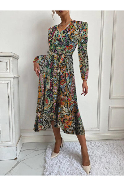 Kokosh moda Rochie de scufundări cu mânecă lungă, cu guler dublu, pentru feme...