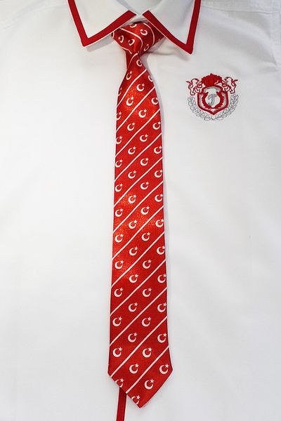 GallanD Classic Turkey Flag Patterned Satin Tied Unisex Special Day Satin Children's Tie Age 3-4