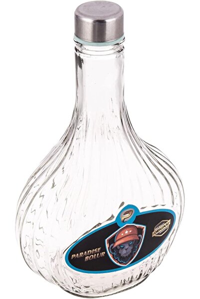 AKDC زجاجة زجاجية طول (9 سم) × عرض (15 سم) × ارتفاع (25 سم) شفافة بغطاء فضي