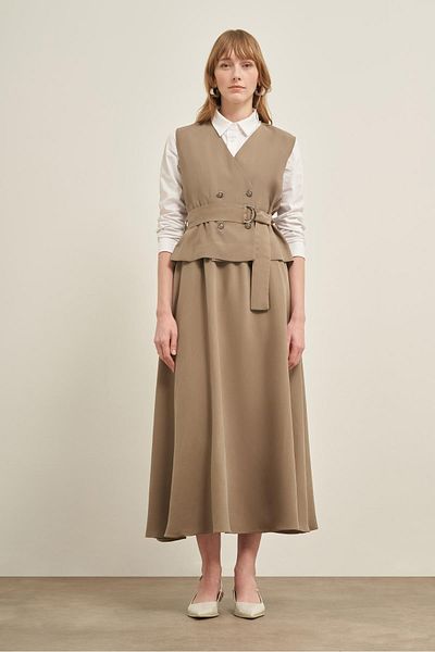 FTZ WOMEN Women's Vest Skirt Suit Khaki 31034
