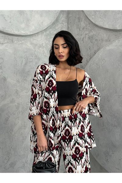 LAMİFUSTORE Patterned Double Kimono Set (Comfortable Fit)
