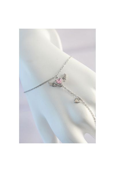 Skygo Pink Zircon Stone Heart Model 316L Steel Silver - TJ-SN584