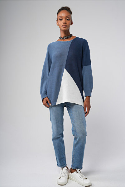 Hopoi Pulover de damă, color contrastant, tricotaj