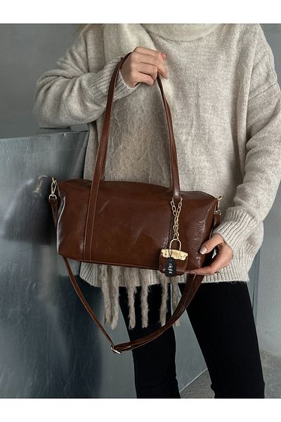 Night Geantă de mână și de umăr pentru femei Vanetta Model Tan Leather