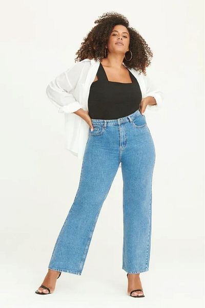 Şans Pantaloni de damă, albastru, cu picioare drepte, talie înaltă, cu 5 buzunare, 65N38881