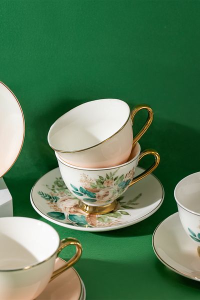Porsima 102085   Verde 6-Person 12-Piece Turkish Coffee Cup Set 100ml Cup Set
