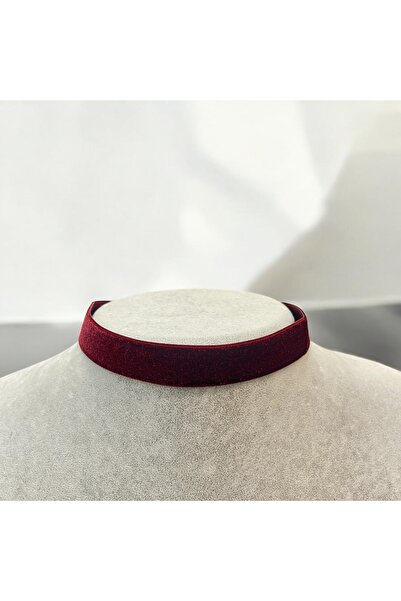 Esdem Accessories Bordo Kadife Choker Kadın Kolye