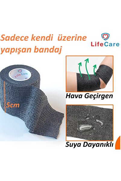 Life Care Kendine Yapışan Bandaj Siyah 5 Cm X 4,5 M Koban Bandaj