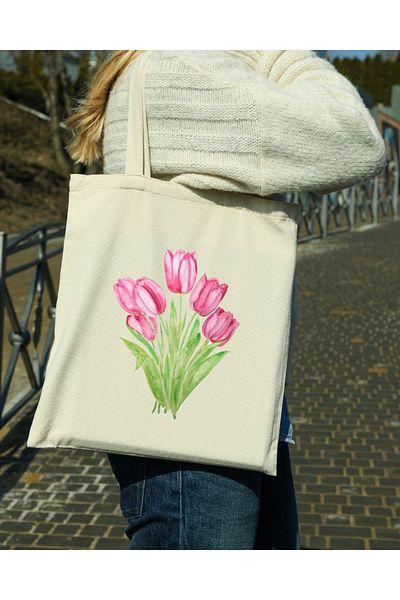 designedfy Geantă din pânză imprimată cu flori