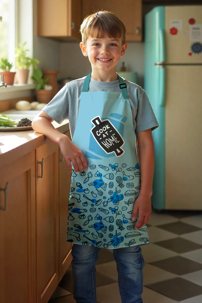 Moud's Çocuk Mutfak Önlüğü, Aktivite Önlüğü, Desenli Mutfak Önlüğü, 55 cm Boy...