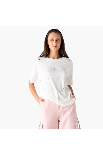 SP Characters Embellished T-shirt With Short Sleeves