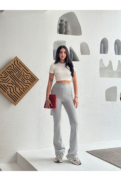 FEWTİNT Foldable Waistband Flared-Leg Pants
