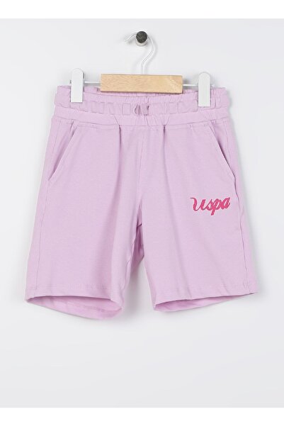 U.S. Polo Assn. Bağlamalı Bel Standart Pembe Kız Çocuk Şort September-ıy23