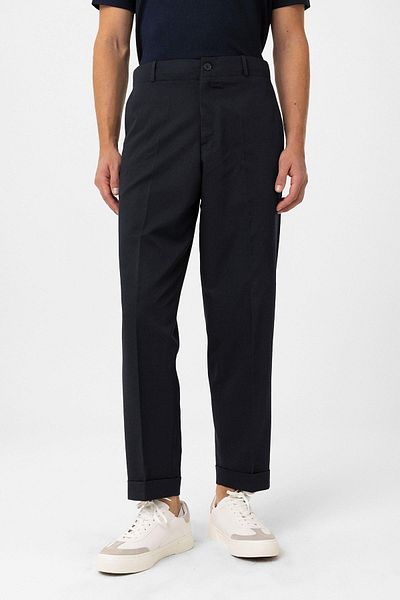 Antioch Navy Blue High Waist Straight Fit Men's Trousers