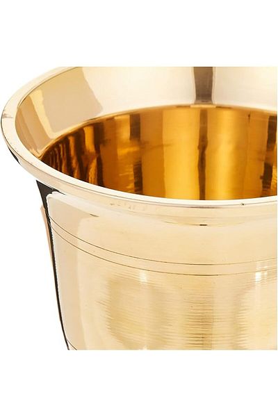 RAJ BMS002 12cm Brass Mortar & Pestle – Manual Grinder, Garlic Crusher, Spice Mixer, Chutney Maker