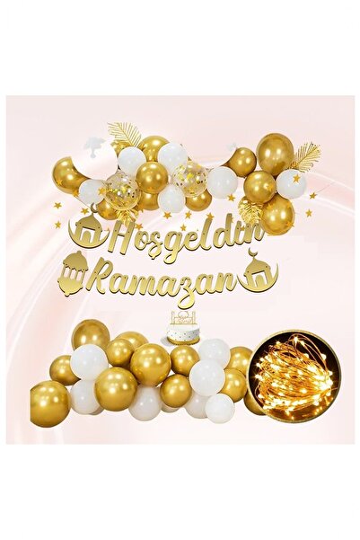 BİDOLUMUTLULUK Hoşgeldin Ramazan Gold Yazı Balon Seti 11 Ayın Sultanı Ramazan...