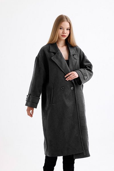 MODA Dark Gray Lined Cashmere Coat
