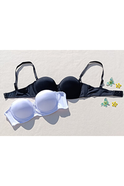 siyalife Pachet de 2 sutien de susținere căptușit fără bretele, cu bretele detașabile