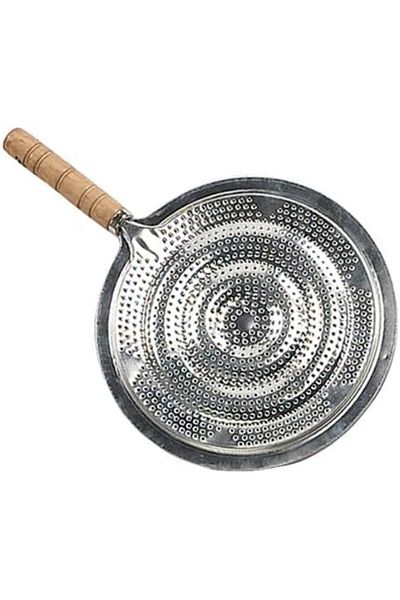AKDC Stainless Steel Splatter Guard with Wooden Handle, 15 cm Diameter