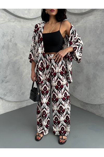 LAMİFUSTORE Patterned Double Kimono Set (Comfortable Fit)