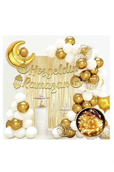 BİDOLUMUTLULUK Hoşgeldin Ramazan Gold Yazı Balon Seti 11 Ayın Sultanı Ramazan...