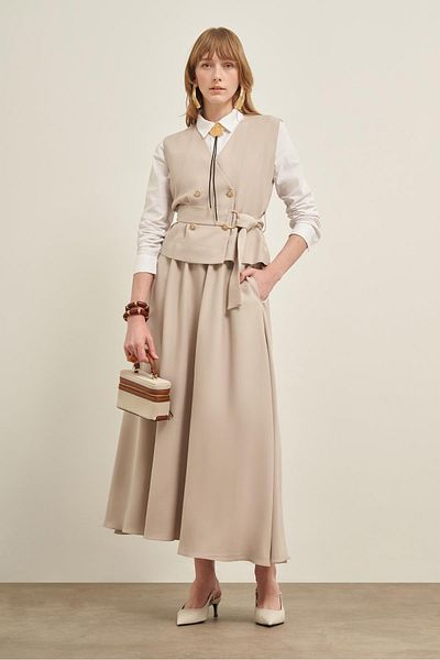 FTZ WOMEN Women's Vest Skirt Suit Stone 31034