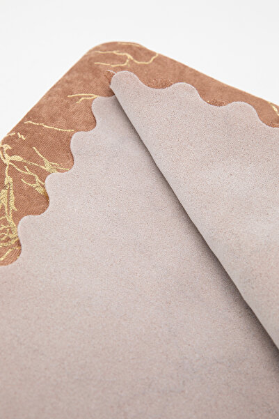 FAVORA Mermer Desen Altın Varaklı Süngerli Koltuk - Çekyat Örtüsü 160x210 - Kahverengi