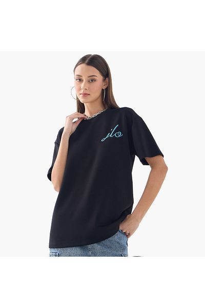 SP Characters Jennifer Lopez Print Crew Neck T-shirt With Short Sleeves