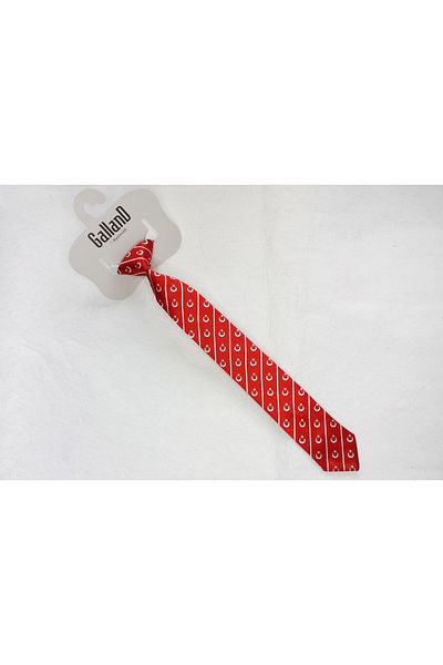 GallanD Classic Turkey Flag Patterned Satin Tied Unisex Special Day Satin Children's Tie Age 5-6