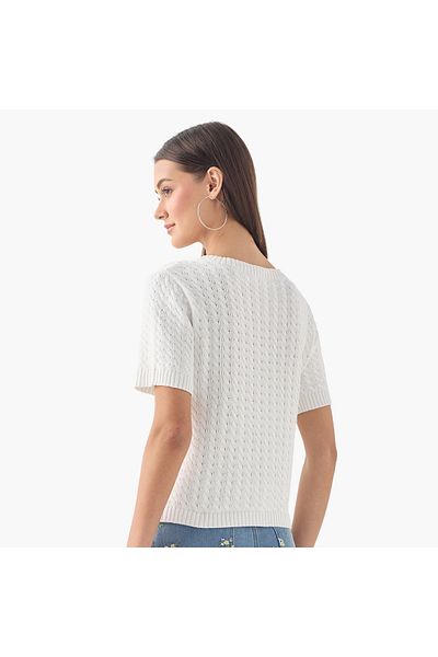 Lee Cooper سترة كروشيه منقوشة بأكمام قصيرة