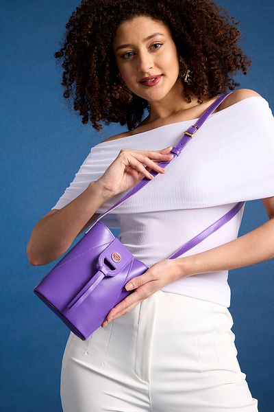 Garbalia Baku Women's Purple Shoulder Bag with Adjustable Shoulder Strap and Magnet Closure Phone Holder